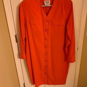 Tess 100% Silk Salmon Dress, Size 14W